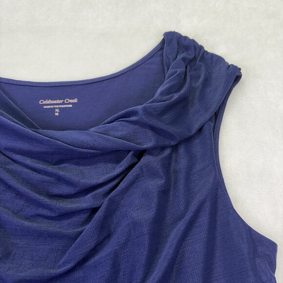 Coldwater Creek Sleeveless Draped Cowl Neck Sleeveless Tank Navy Blue Size XL 16 - Picture 5 of 10